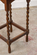 Load image into Gallery viewer, Antique English Oak Barley Twist Side Table with Straight Beveled Edge