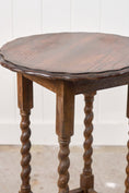 Load image into Gallery viewer, Antique English Round Oak Barley Twist Table With Scalloped Edge