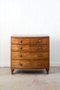 Load image into Gallery viewer, George III Period Mahogany Bowfront Chest with Brass Floral Knobs (c. 1820)