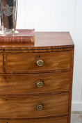 Load image into Gallery viewer, George III Period Mahogany Bowfront Chest with Brass Floral Knobs (c. 1820)