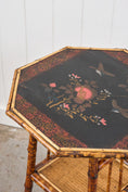 Load image into Gallery viewer, 19th Century Octagon Bamboo Two-Tier Side Table with Lacquered Top