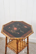Load image into Gallery viewer, 19th Century Octagon Bamboo Two-Tier Side Table with Lacquered Top