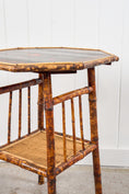 Load image into Gallery viewer, 19th Century Octagon Bamboo Two-Tier Side Table with Lacquered Top