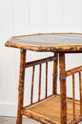 Load image into Gallery viewer, 19th Century Octagon Bamboo Two-Tier Side Table with Lacquered Top