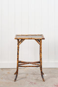 Load image into Gallery viewer, 19th Century Rectangular Bamboo Side Table with Lacquered Top and Stretcher Base