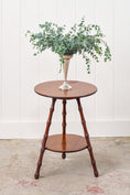 Load image into Gallery viewer, English Faux Bamboo Two-Tier Round Table With Cane Cut Legs