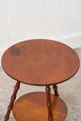 Load image into Gallery viewer, English Faux Bamboo Two-Tier Round Table With Cane Cut Legs