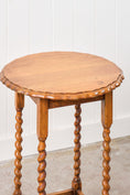 Load image into Gallery viewer, Antique English Barley Twist Lamp Table With Scalloped Edge