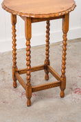 Load image into Gallery viewer, Antique English Barley Twist Lamp Table With Scalloped Edge