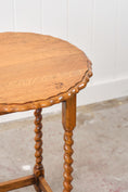 Load image into Gallery viewer, Antique English Barley Twist Lamp Table With Scalloped Edge