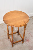 Load image into Gallery viewer, Antique English Barley Twist Lamp Table With Scalloped Edge