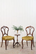 Load image into Gallery viewer, PAIR Antique Carved Chairs with Velvet Tufted Upholstered Seats