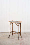 Load image into Gallery viewer, 19th Century Rectangular Bamboo Side Table with Lacquered Top and Stretcher Base