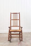 Load image into Gallery viewer, Antique English Bobbin Rocking Chair with Rush Seat