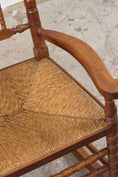 Load image into Gallery viewer, Antique English Bobbin Rocking Chair with Rush Seat