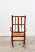 Load image into Gallery viewer, Antique English Bobbin Rocking Chair with Rush Seat