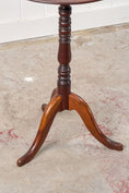 Load image into Gallery viewer, 19th Century Yew + Walnut Side Table w/ Ring Turned Pedestal
