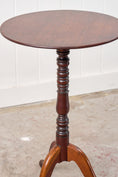 Load image into Gallery viewer, 19th Century Yew + Walnut Side Table w/ Ring Turned Pedestal