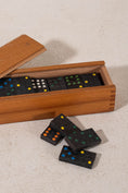Load image into Gallery viewer, Vintage Dominos Set with Carved Box + Black Pieces