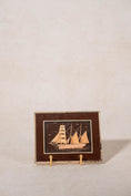 Load image into Gallery viewer, PAIR of Petite Sailboat Dioramas in Brown Frames