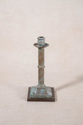 Load image into Gallery viewer, Pair Verdigris Metal Candlesticks