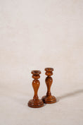 Load image into Gallery viewer, PAIR of 19th Century Satinwood 5.75"H Candlesticks