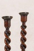 Load image into Gallery viewer, PAIR of Barley Twist 12"H Candlesticks (c. 1900)