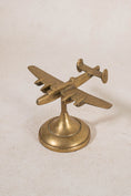 Load image into Gallery viewer, Vintage Solid Brass Airplane on Stand