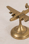Load image into Gallery viewer, Vintage Solid Brass Airplane on Stand