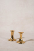 Load image into Gallery viewer, PAIR of Short English Brass Candlesticks with Round Base