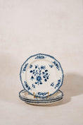 Load image into Gallery viewer, SET of 4 | RARE 18th Century Floral Delftware Plates with Feathered Edge (c. 1790)