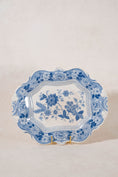 Load image into Gallery viewer, 18th Century English Transferware Blue + White Floral Platter with Unique Edge (c. 1780)