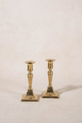 Load image into Gallery viewer, PAIR 19th Century Victorian English Brass Candlesticks (c. 1890) | 6.75"H
