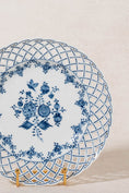 Load image into Gallery viewer, PAIR of Antique German Blue + White Reticulated Plates (c. 1905)