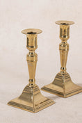Load image into Gallery viewer, PAIR 19th Century Victorian English Brass Candlesticks (c. 1890) | 6.75"H