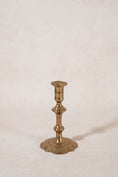 Load image into Gallery viewer, 18th Century Brass Seamed Petal Base 7.75"H Candlestick