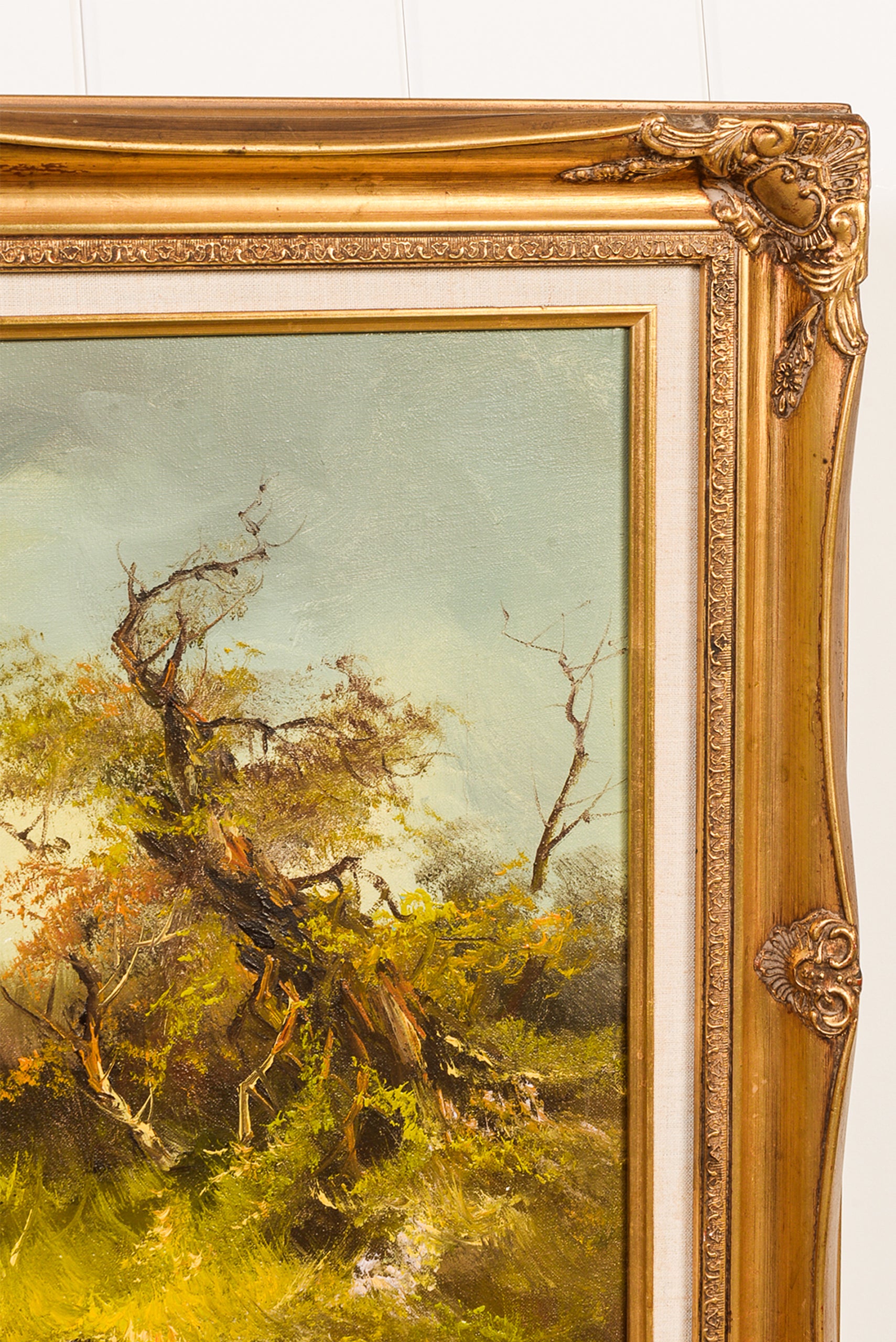Signed Oil on Canvas of Spanial Bird Hunt | Framed with Linen Mat (British, 1981)