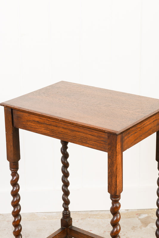 Antique Oak Barley Twist Side Table