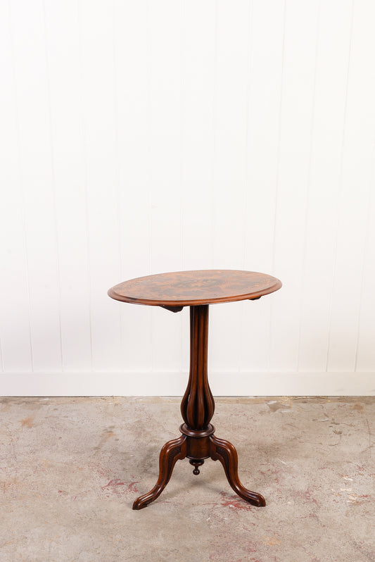 Oval Inlay Table with Open Spindle Pedestal