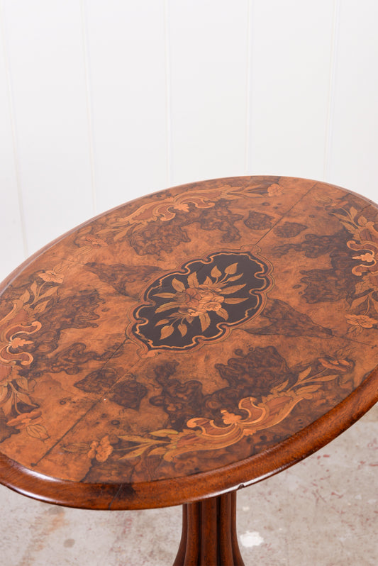 Oval Inlay Table with Open Spindle Pedestal