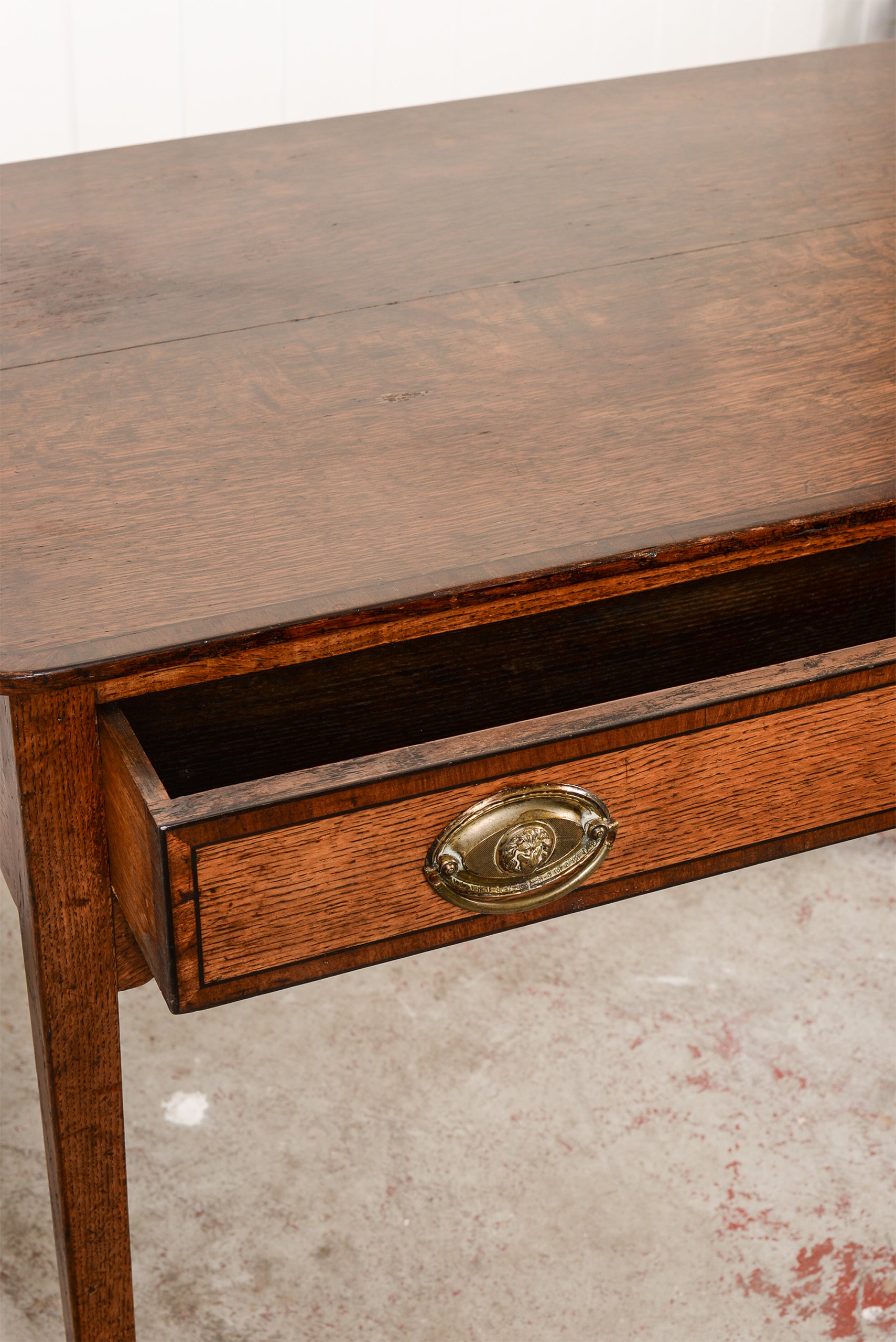 19th Century English Mahogany Single Drawer Desk with Oval Brass Pulls