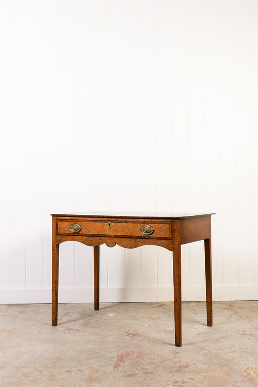19th Century English Mahogany Single Drawer Desk with Oval Brass Pulls
