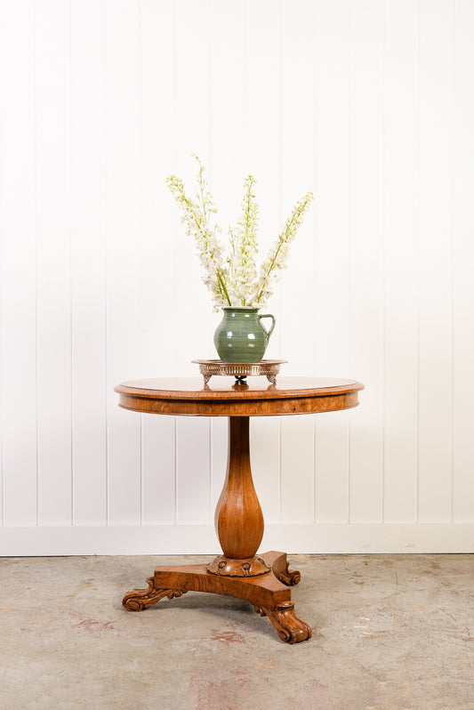 19th Century Tiger Oak 30” Round Table