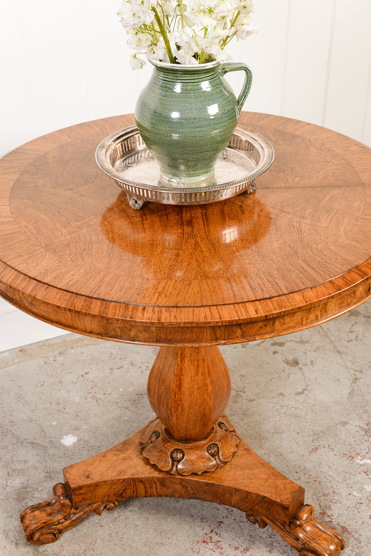 19th Century Tiger Oak 30” Round Table