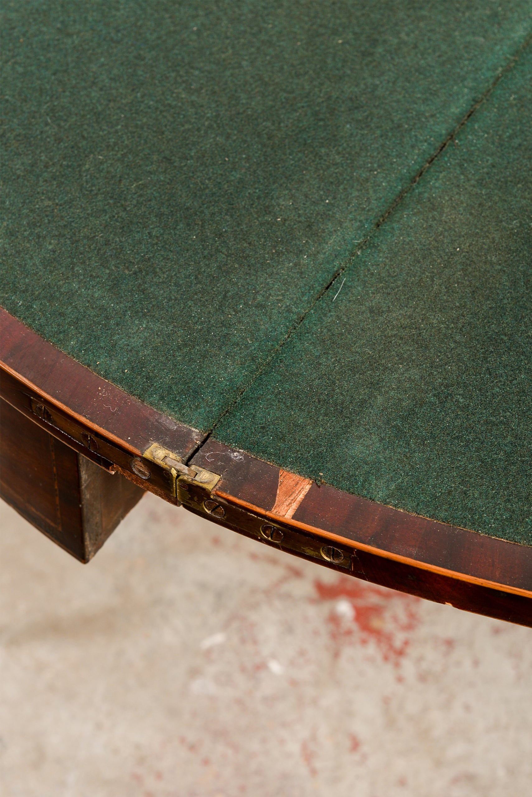 Georgian Mahogany Inlay Demilune Card Table