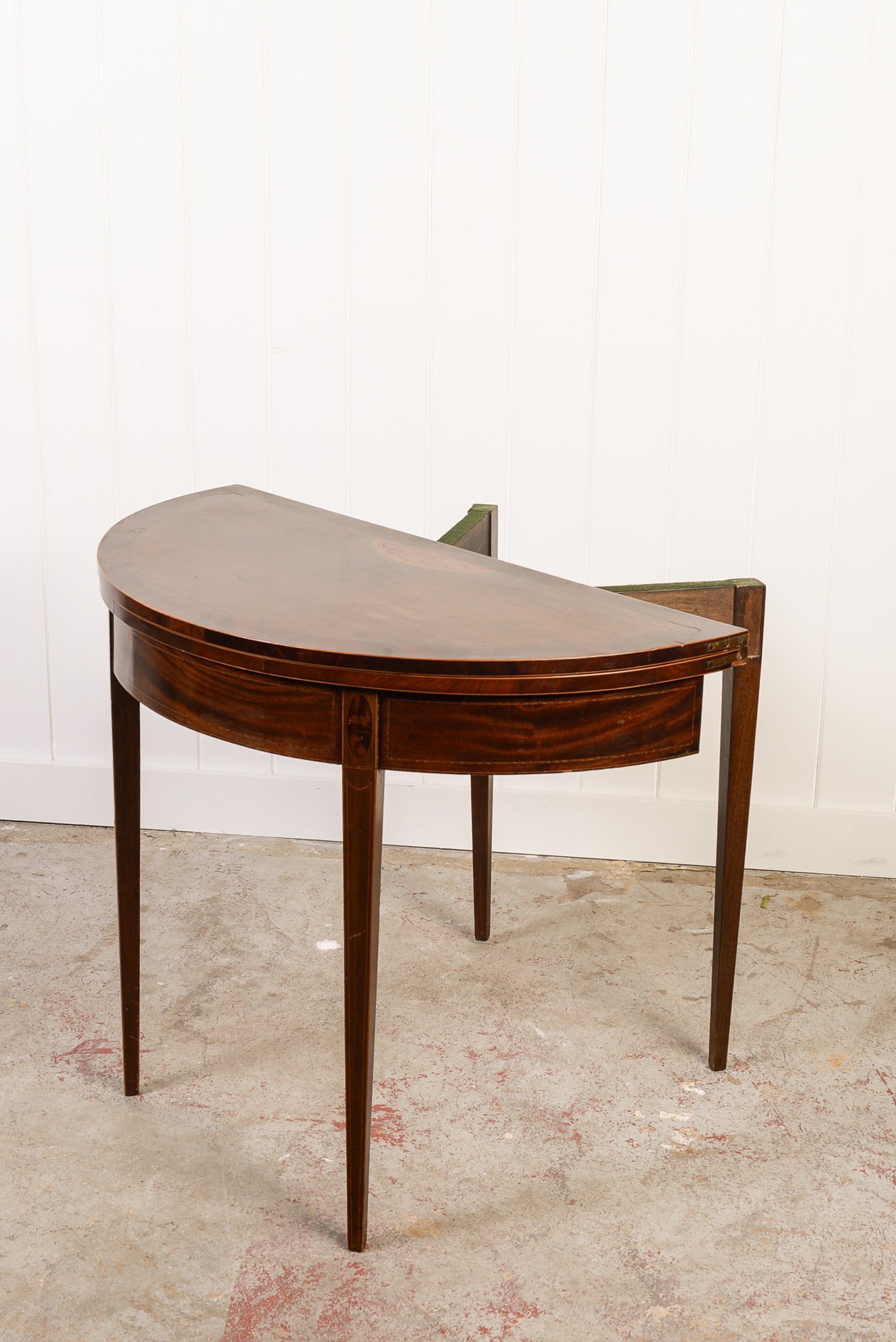 Georgian Mahogany Inlay Demilune Card Table