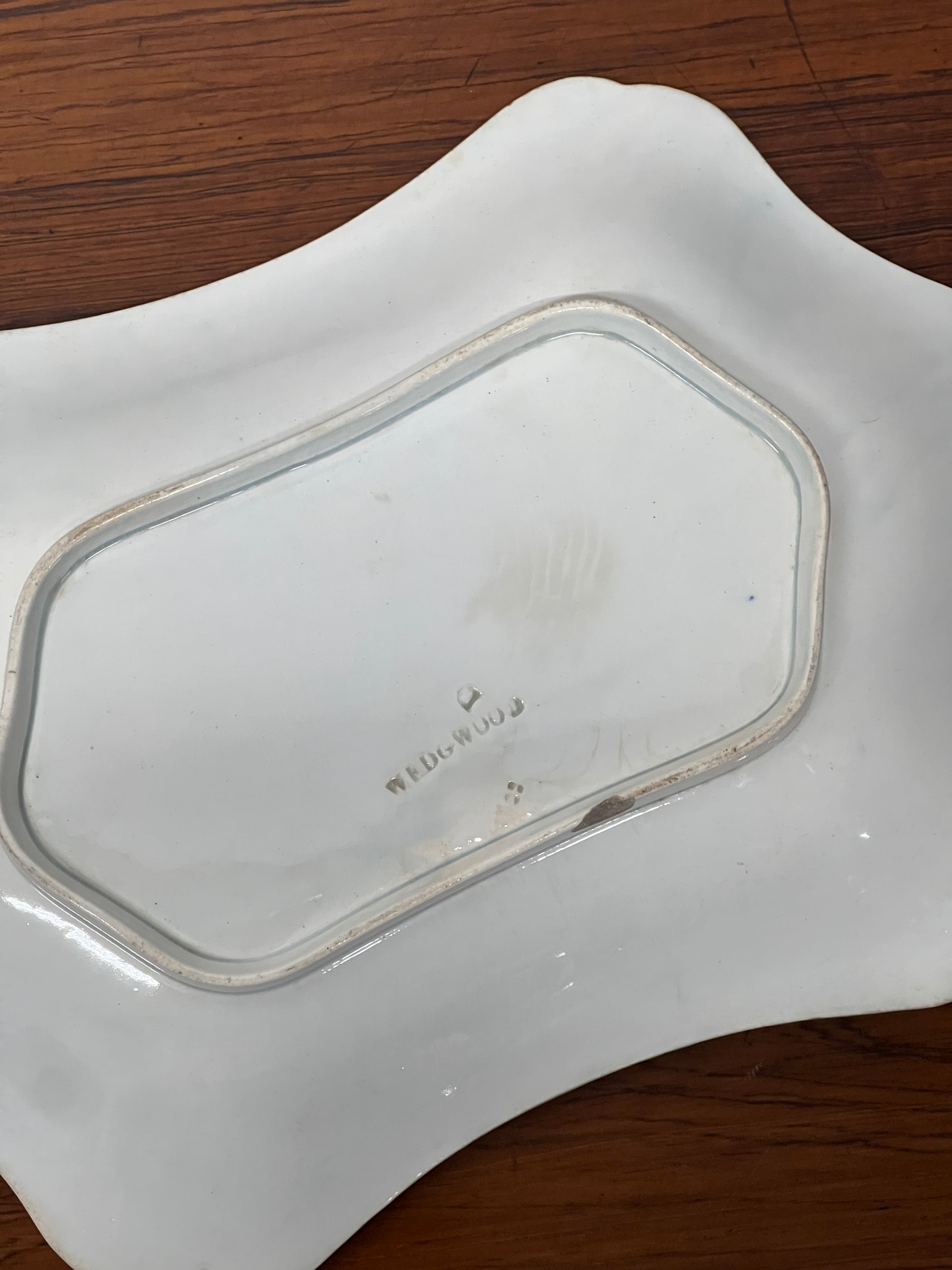 Antique Wedgwood Blue + White Floral Basket Tray