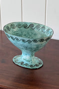 Load image into Gallery viewer, 19th Century Handmade Compote in Stunning Aqua Blue with Wave Motif

