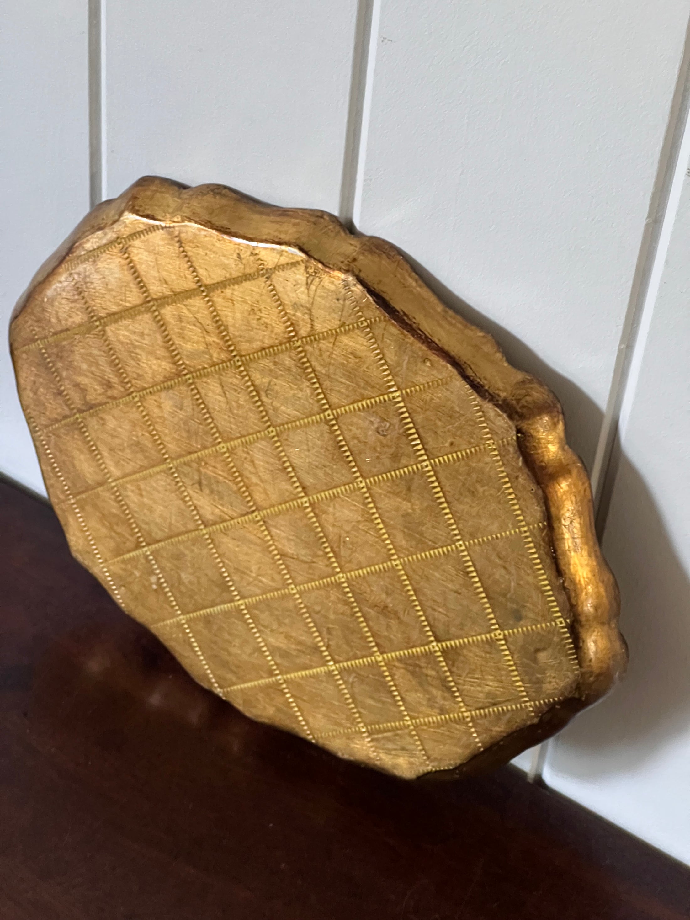 Medium Sized Florentine Tray with Light Green + Gold Coloring