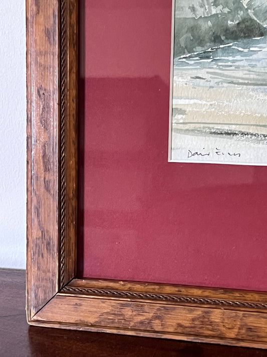 Signed Original Watercolor of Coastline by David Evans (Welsh)